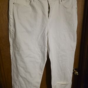 Ava & Viv Women's Straight Leg Cream Jeans 22